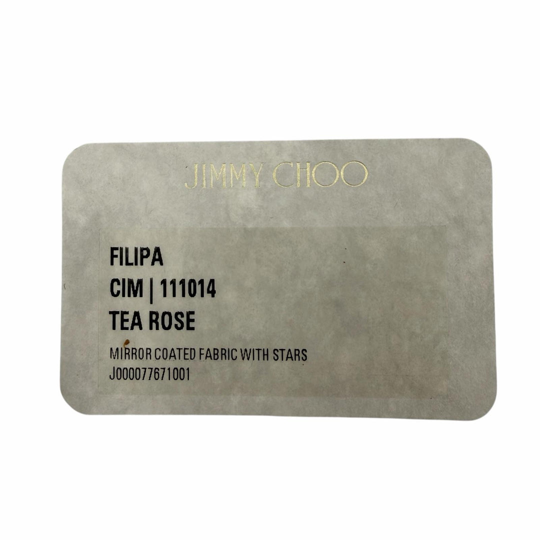 Great JIMMY CHOO Star Studded Zip Around Long Wallet Tea Rose Metallic leather