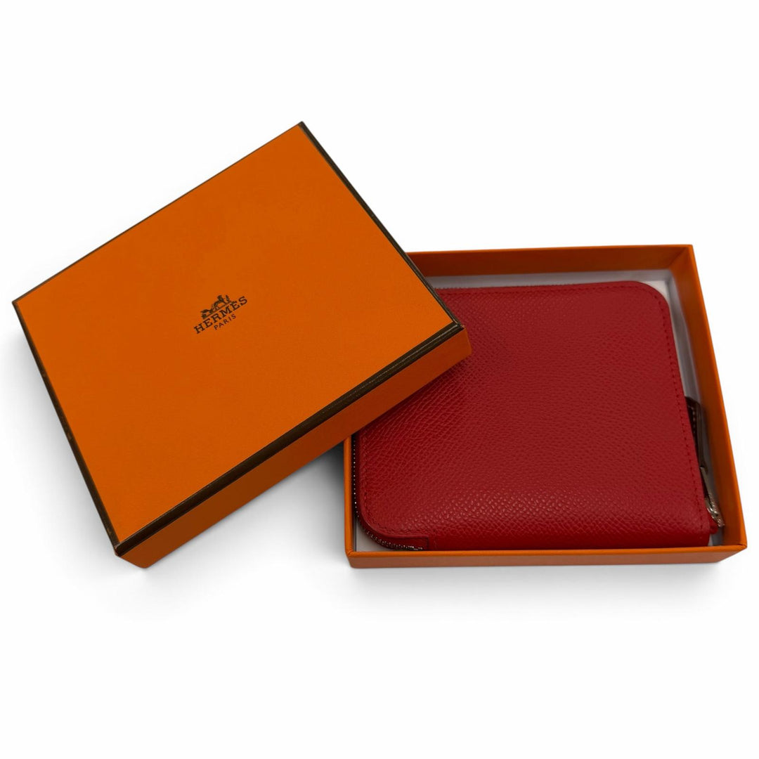 Great HERMES Coin case Azap compact silk in Zip Around Epsom Leather Women