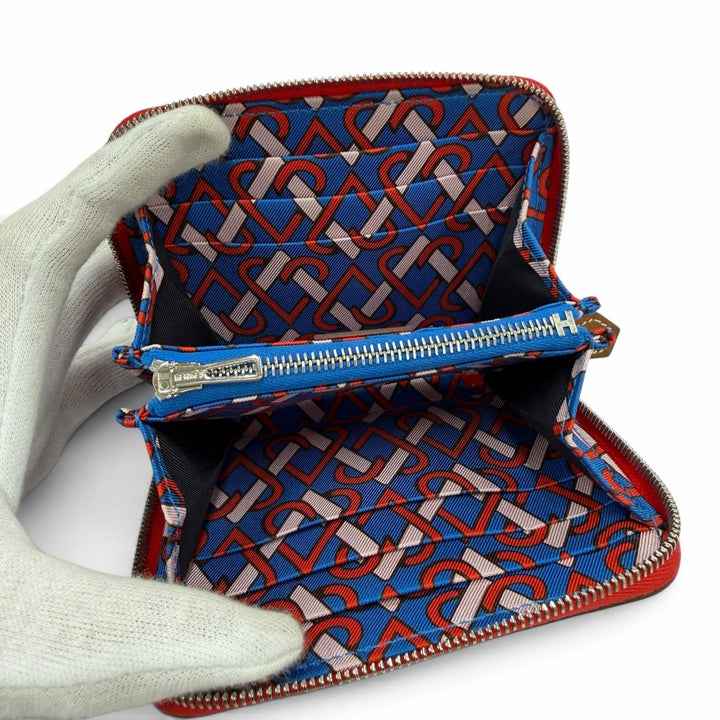 Great HERMES Coin case Azap compact silk in Zip Around Epsom Leather Women