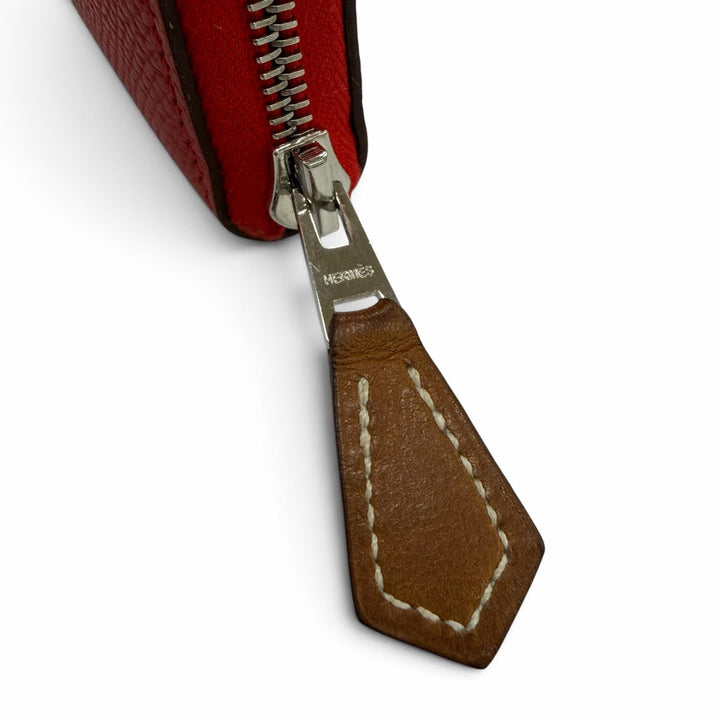 Great HERMES Coin case Azap compact silk in Zip Around Epsom Leather Women