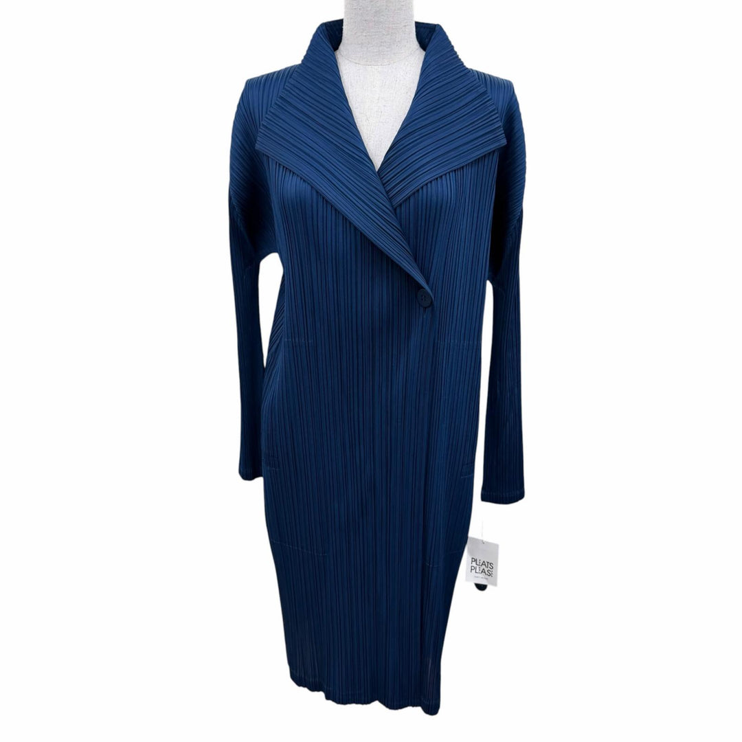 Pristine PLEATS PLEASE cardigan Long sleeve long length Navy Women 3 PP03-JA223