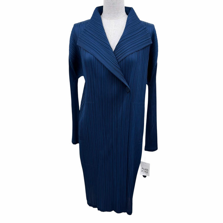 Pristine PLEATS PLEASE cardigan Long sleeve long length Navy Women 3 PP03-JA223