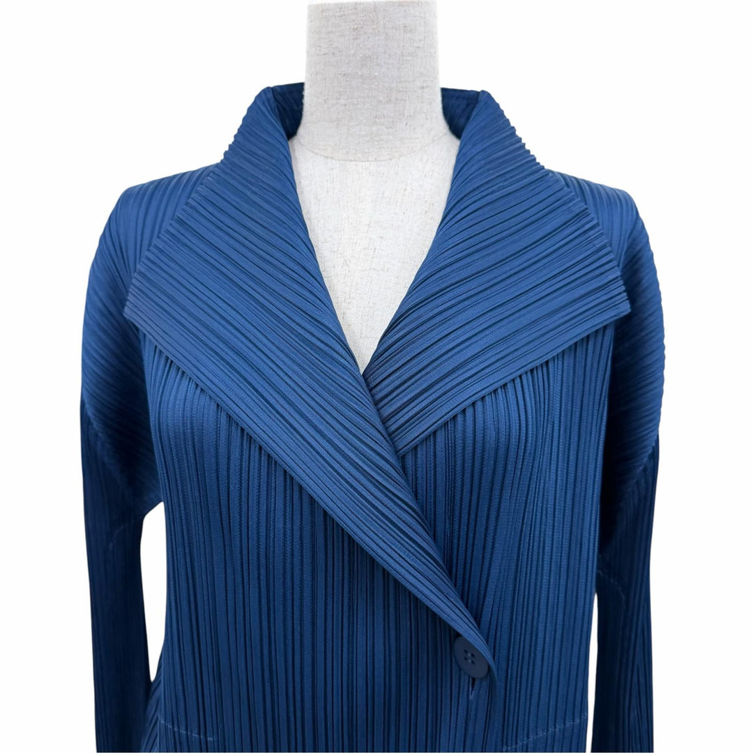 Pristine PLEATS PLEASE cardigan Long sleeve long length Navy Women 3 PP03-JA223