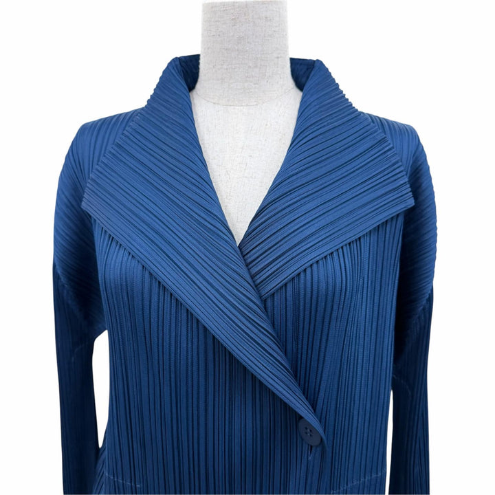 Pristine PLEATS PLEASE cardigan Long sleeve long length Navy Women 3 PP03-JA223