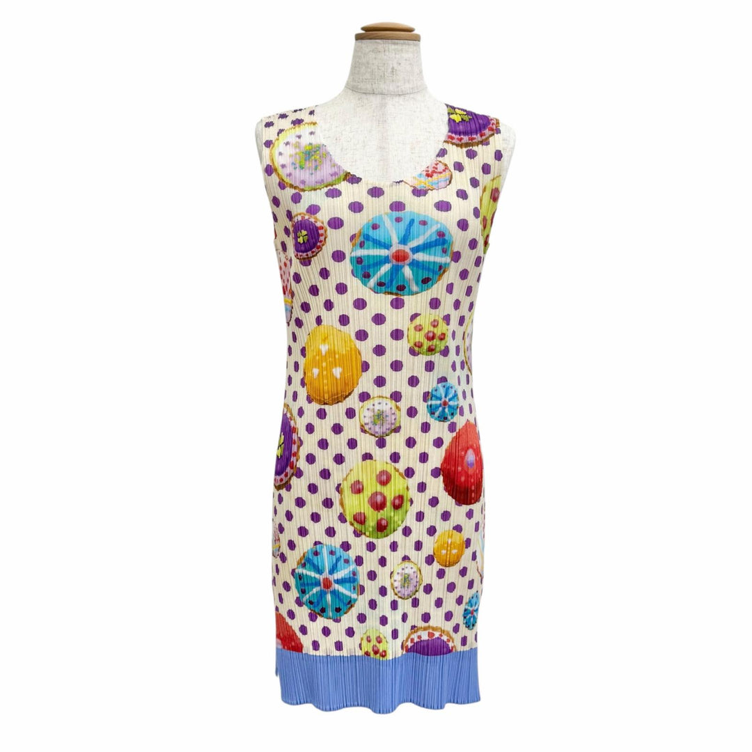 Excellent PLEATS PLEASE one piece Polka Dot Pattern Sleeveless 4 PP71-JK843