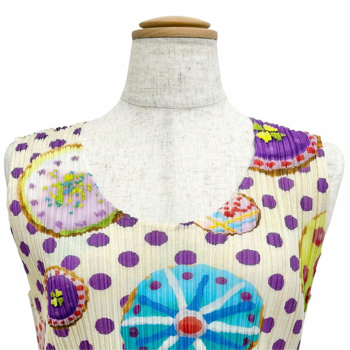 Excellent PLEATS PLEASE one piece Polka Dot Pattern Sleeveless 4 PP71-JK843