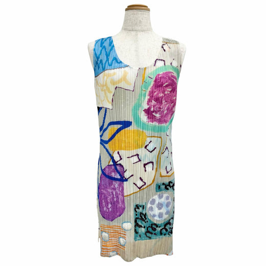 Excellent PLEATS PLEASE one piece All-over print sleeveless tunic 3 PP12-JK412