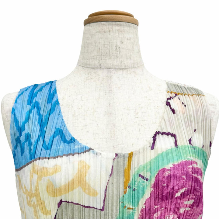 Excellent PLEATS PLEASE one piece All-over print sleeveless tunic 3 PP12-JK412