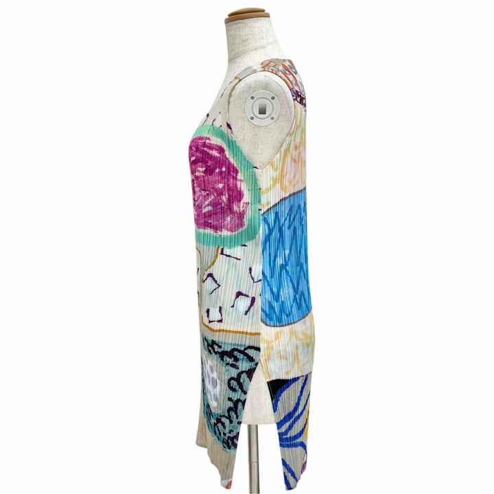 Excellent PLEATS PLEASE one piece All-over print sleeveless tunic 3 PP12-JK412