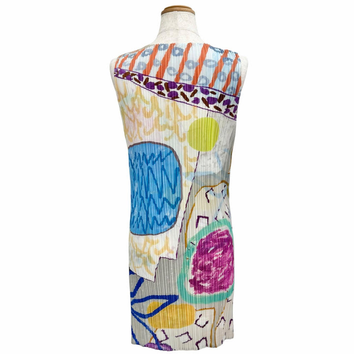 Excellent PLEATS PLEASE one piece All-over print sleeveless tunic 3 PP12-JK412