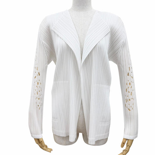 Excellent PLEATS PLEASE cardigan Long sleeve white polyester Women 3 PP91-J0761