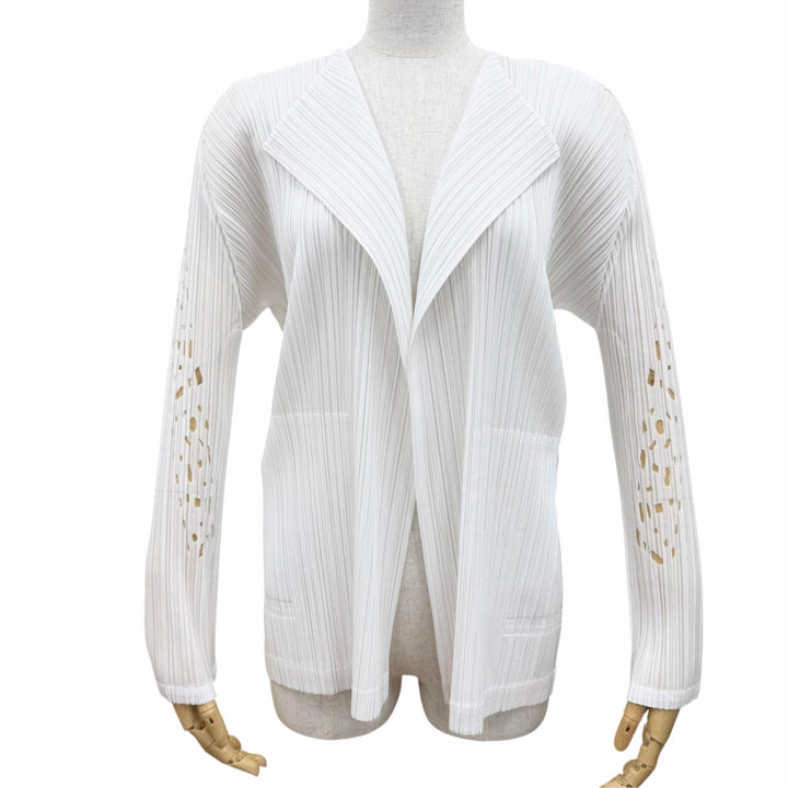 Excellent PLEATS PLEASE cardigan Long sleeve white polyester Women 3 PP91-J0761