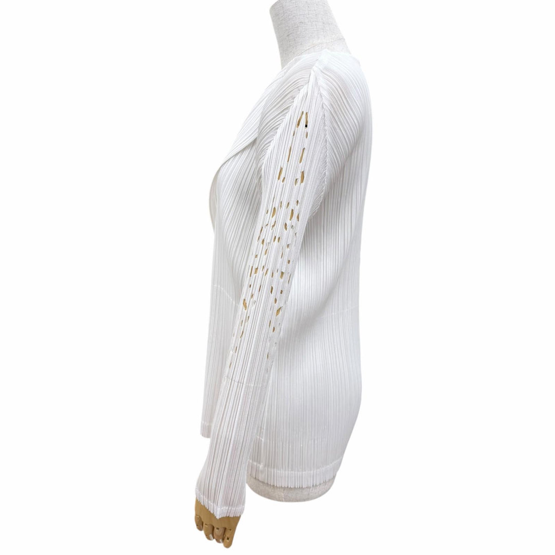 Excellent PLEATS PLEASE cardigan Long sleeve white polyester Women 3 PP91-J0761