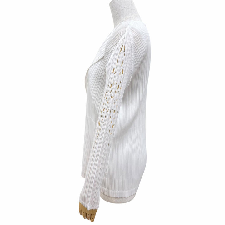 Excellent PLEATS PLEASE cardigan Long sleeve white polyester Women 3 PP91-J0761