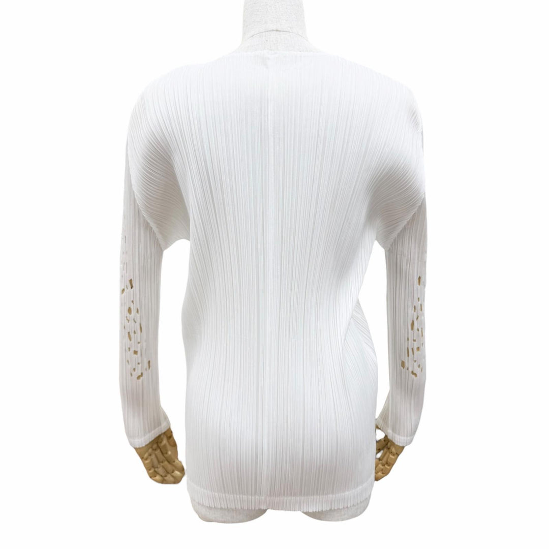 Excellent PLEATS PLEASE cardigan Long sleeve white polyester Women 3 PP91-J0761