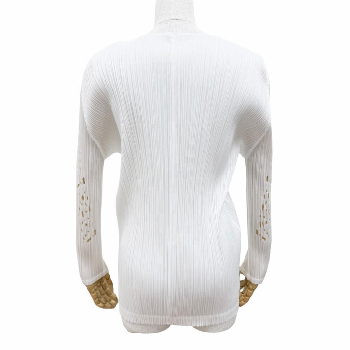 Excellent PLEATS PLEASE cardigan Long sleeve white polyester Women 3 PP91-J0761