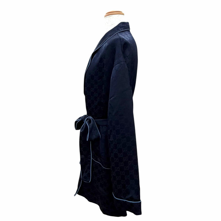 Excellent GUCCI Long sleeve shirt GG pattern belted pajamas/nightwear 42 803808