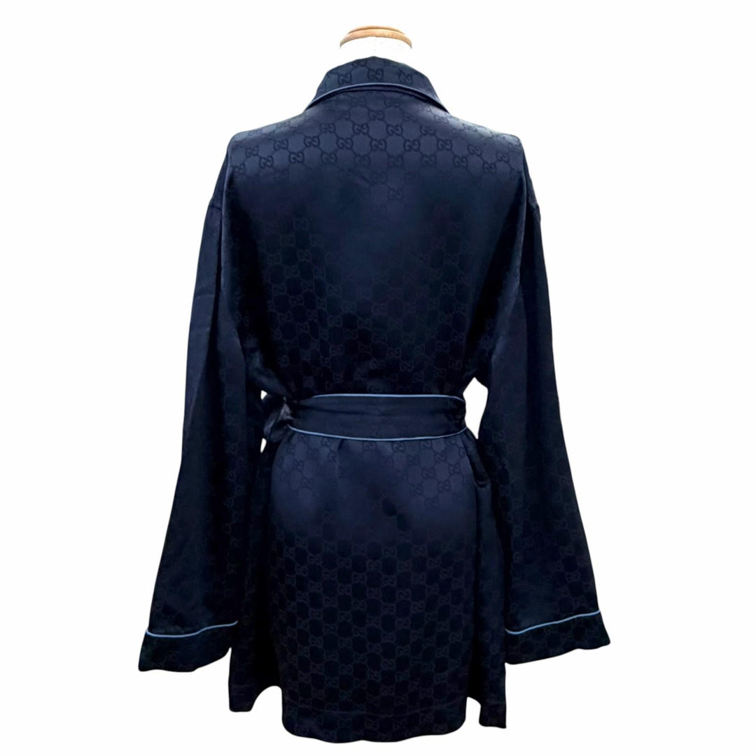Excellent GUCCI Long sleeve shirt GG pattern belted pajamas/nightwear 42 803808