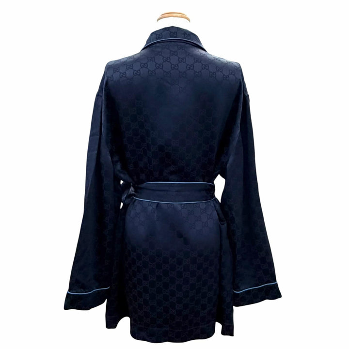 Excellent GUCCI Long sleeve shirt GG pattern belted pajamas/nightwear 42 803808