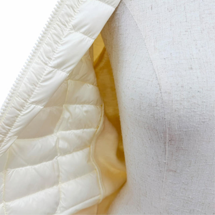 Excellent MONCLER Down jacket CARDIGAN Logo patch knit panel Ivory Women XS
