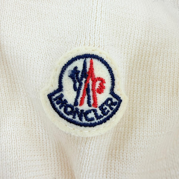 Excellent MONCLER Down jacket CARDIGAN Logo patch knit panel Ivory Women XS