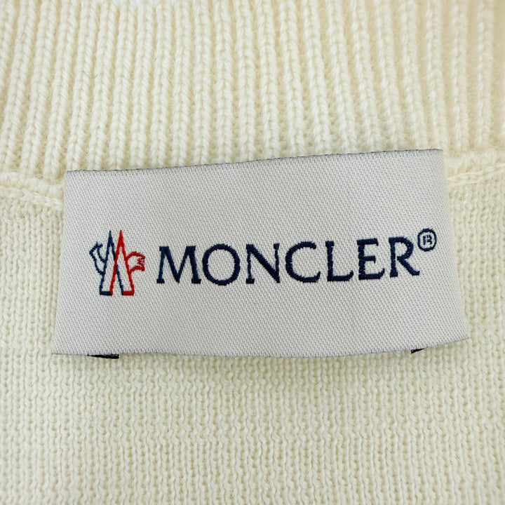 Excellent MONCLER Down jacket CARDIGAN Logo patch knit panel Ivory Women XS