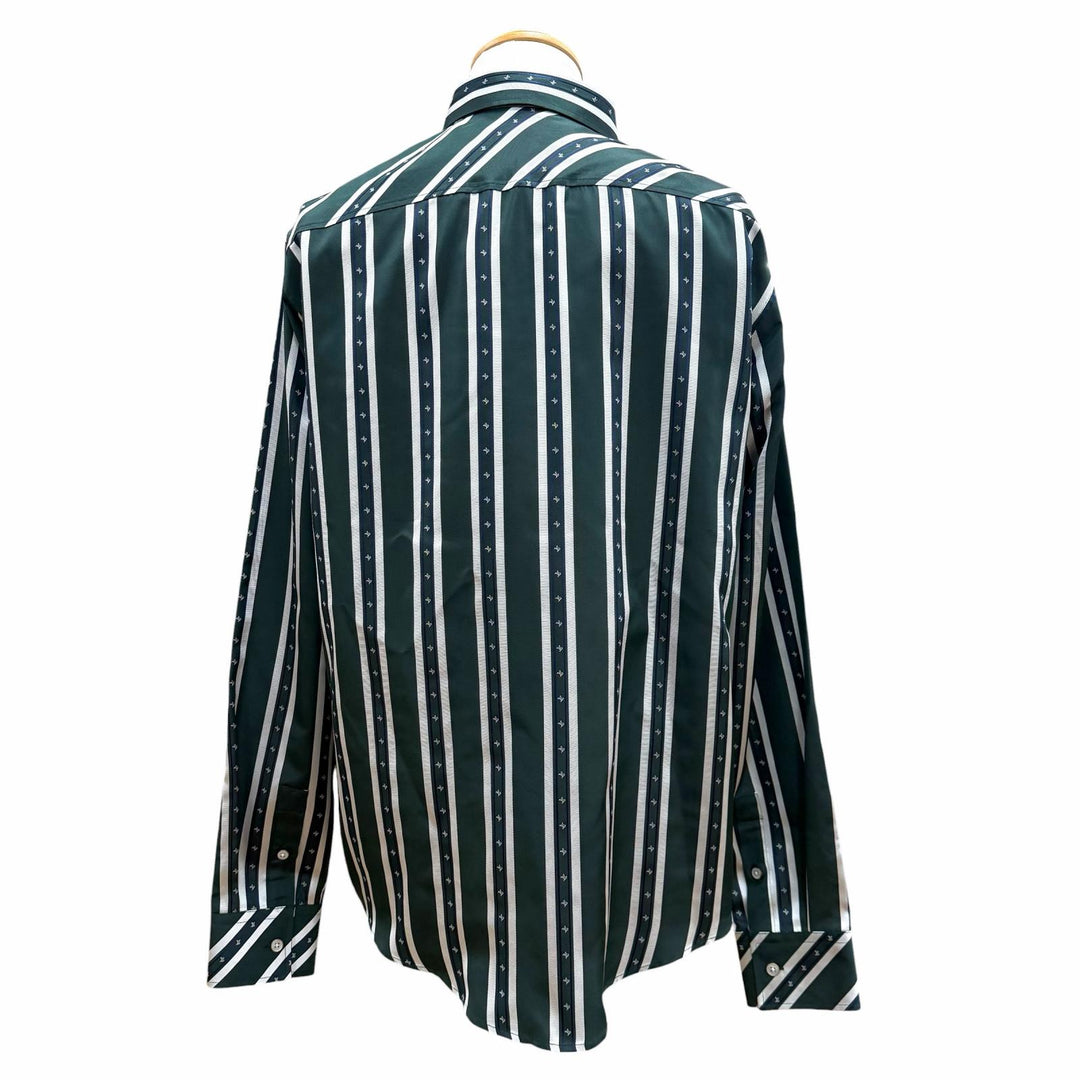 Pristine LOUIS VUITTON Long sleeve shirt green silk mens L