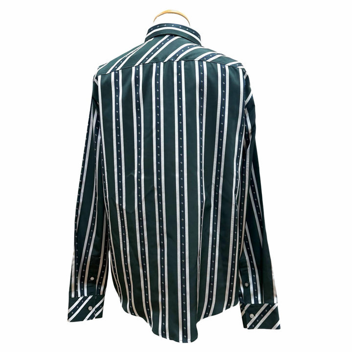 Pristine LOUIS VUITTON Long sleeve shirt green silk mens L