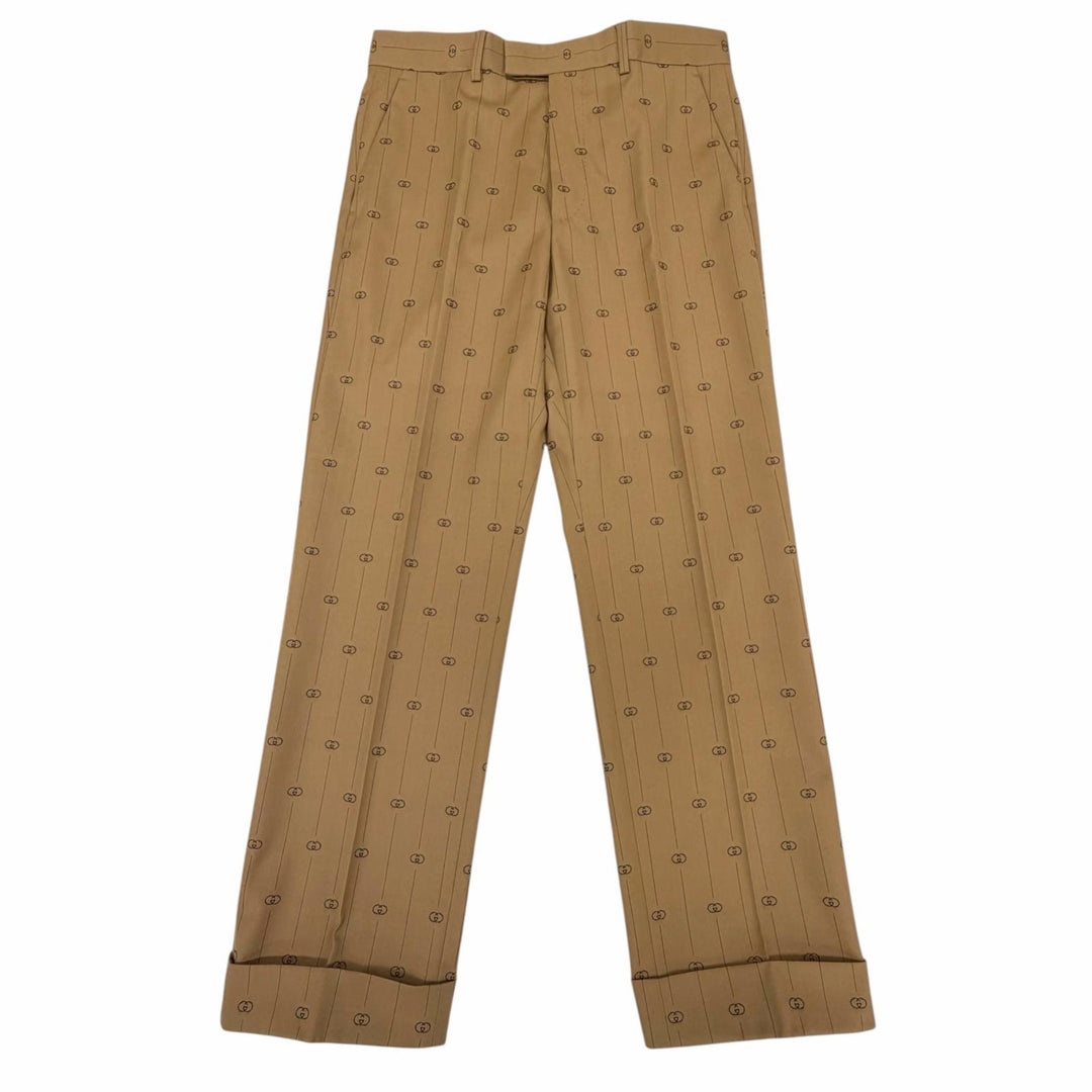 Excellent GUCCI slacks Interlocking G Pants beige wool mens 46R 574363