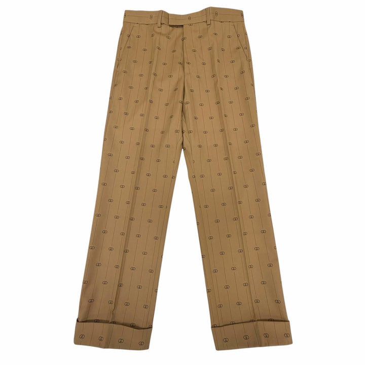Excellent GUCCI slacks Interlocking G Pants beige wool mens 46R 574363
