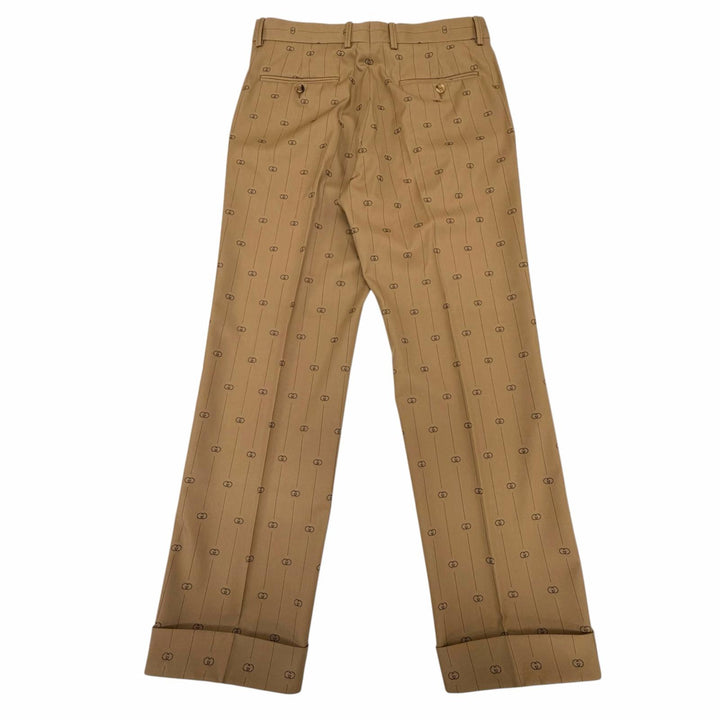 Excellent GUCCI slacks Interlocking G Pants beige wool mens 46R 574363