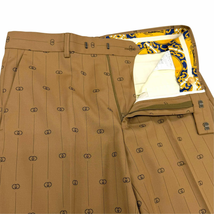 Excellent GUCCI slacks Interlocking G Pants beige wool mens 46R 574363