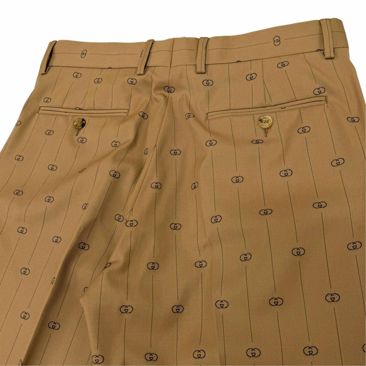 Excellent GUCCI slacks Interlocking G Pants beige wool mens 46R 574363