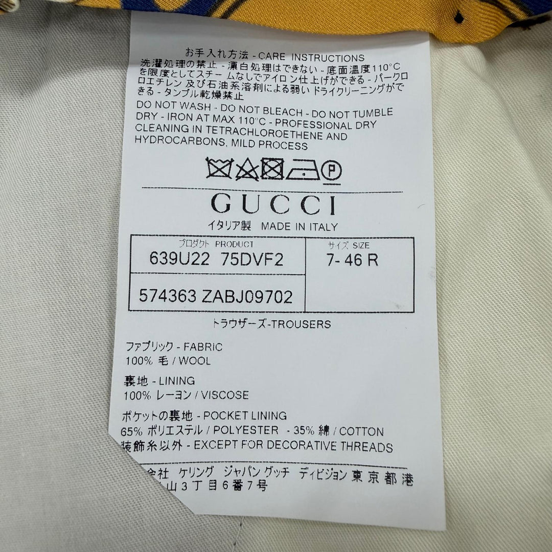 Excellent GUCCI slacks Interlocking G Pants beige wool mens 46R 574363