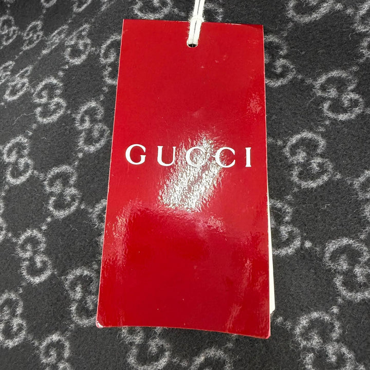 Pristine GUCCI coat Reversible wool blend GGPattern belt wrap black 36 793634