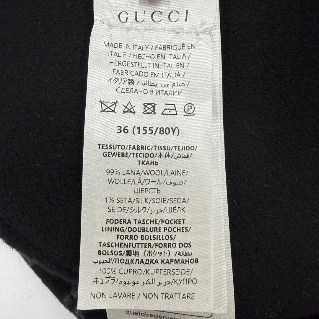 Pristine GUCCI coat Reversible wool blend GGPattern belt wrap black 36 793634