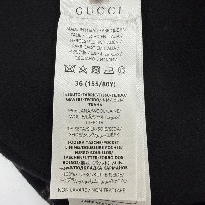 Pristine GUCCI coat Reversible wool blend GGPattern belt wrap black 36 793634