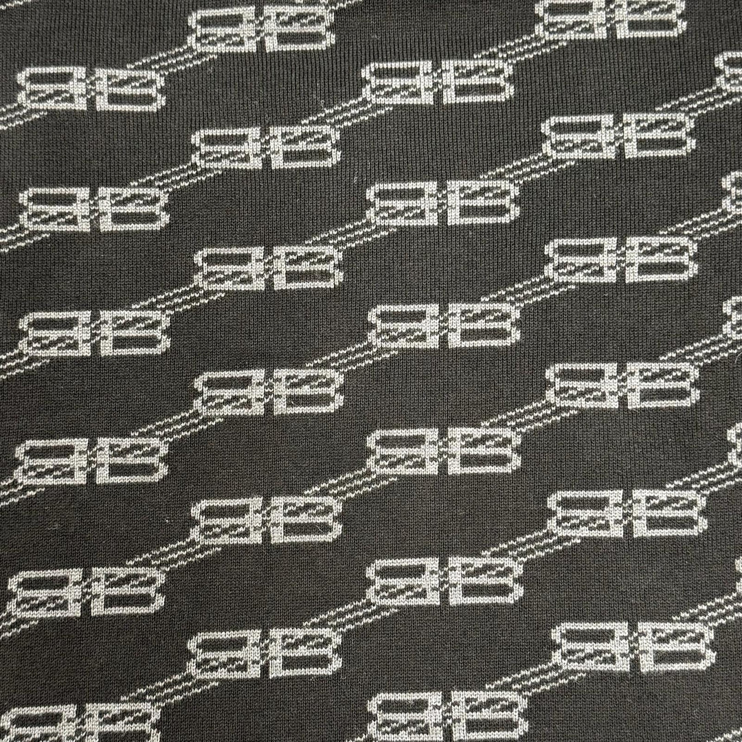Excellent BALENCIAGA knit BB Monogram Long Sleeve black cotton Women M 733861