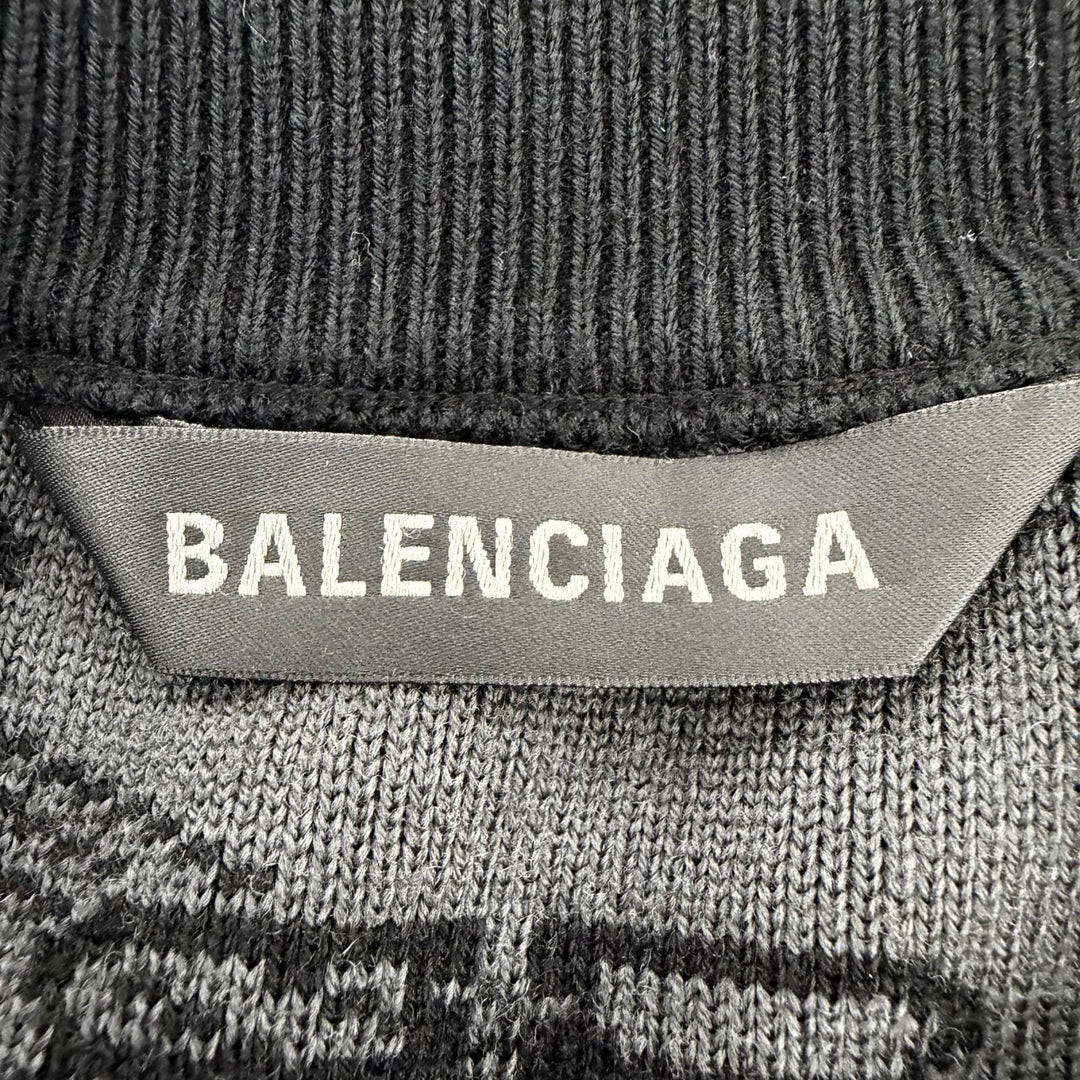 Excellent BALENCIAGA knit BB Monogram Long Sleeve black cotton Women M 733861