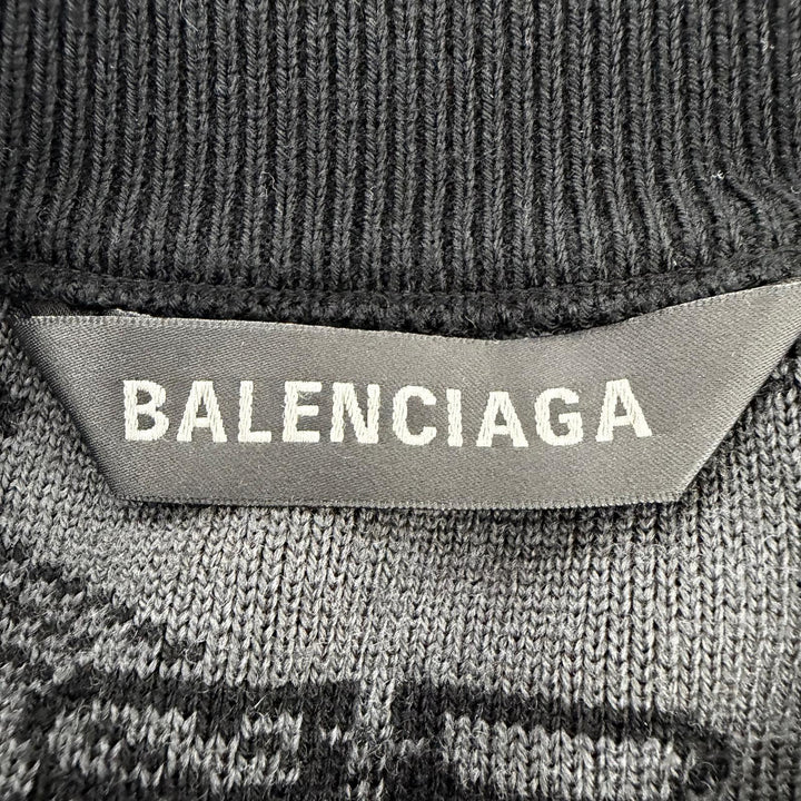 Excellent BALENCIAGA knit BB Monogram Long Sleeve black cotton Women M 733861