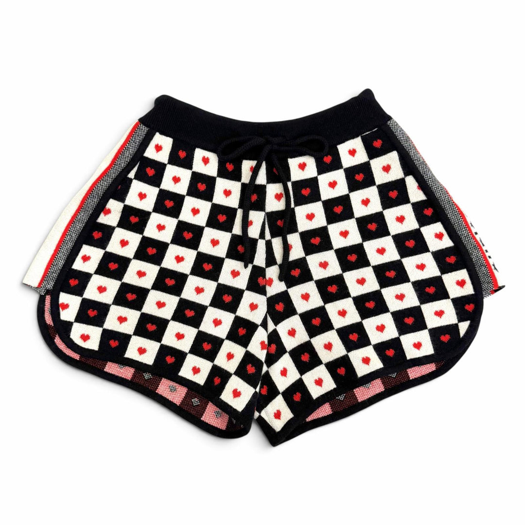 Pristine Christian Dior Shorts Checkerboard heart logo knit black 42 154P17AM013
