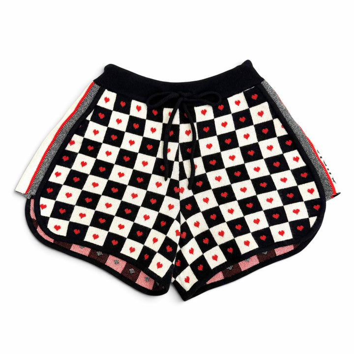 Pristine Christian Dior Shorts Checkerboard heart logo knit black 42 154P17AM013