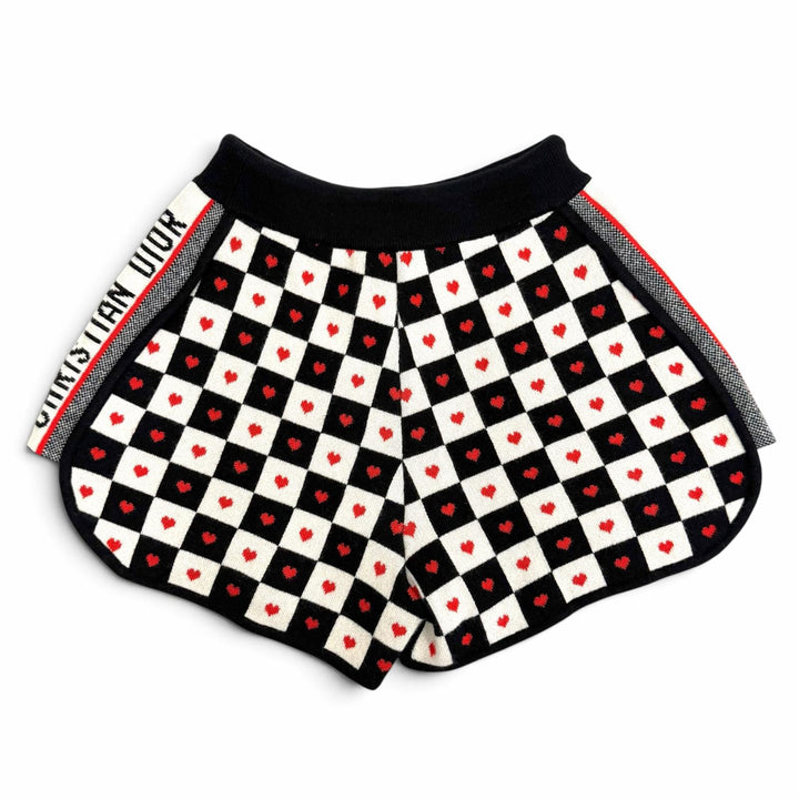 Pristine Christian Dior Shorts Checkerboard heart logo knit black 42 154P17AM013