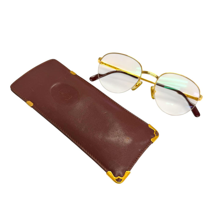 Great Cartier Glasses Trinity Half Rim gold mens