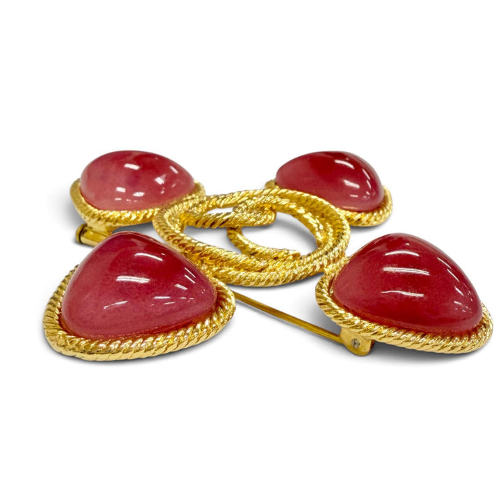 Great CHANEL Brooch Gripoa COCO Mark Color Stone gold Women 28