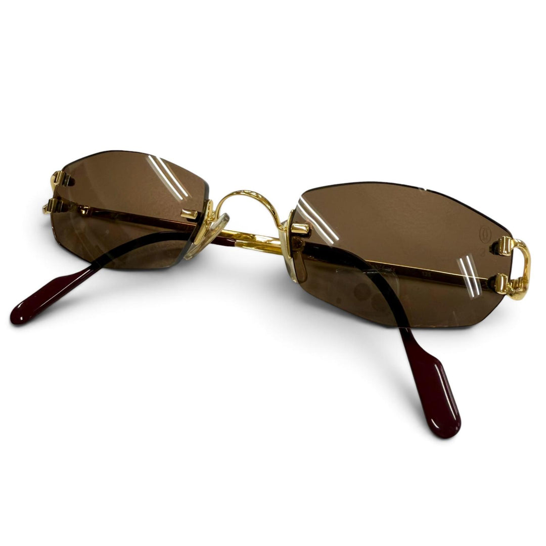 Great Cartier sunglasses 2C decor Rimless Two-Point Eyewear gold mens