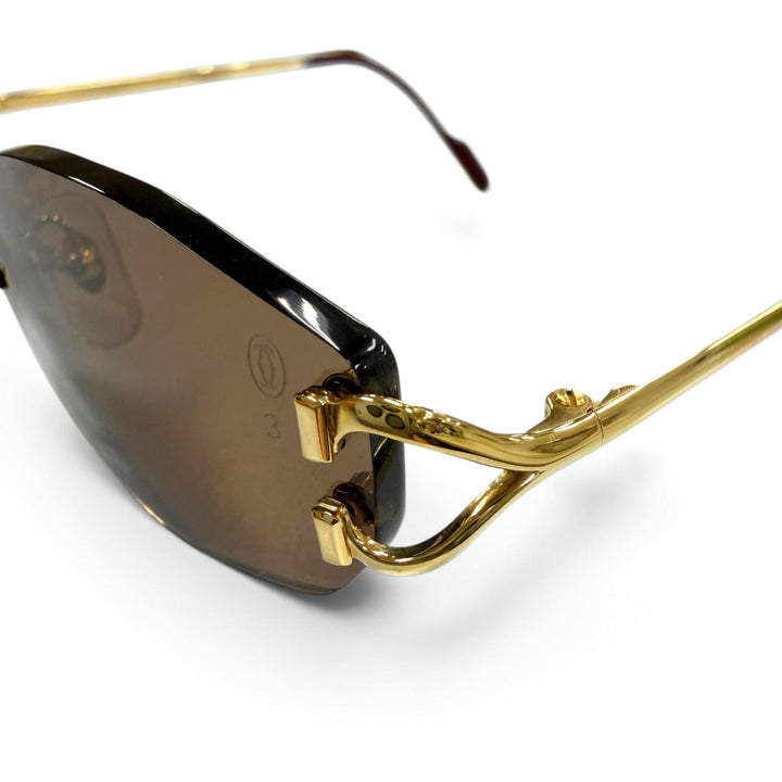 Great Cartier sunglasses 2C decor Rimless Two-Point Eyewear gold mens