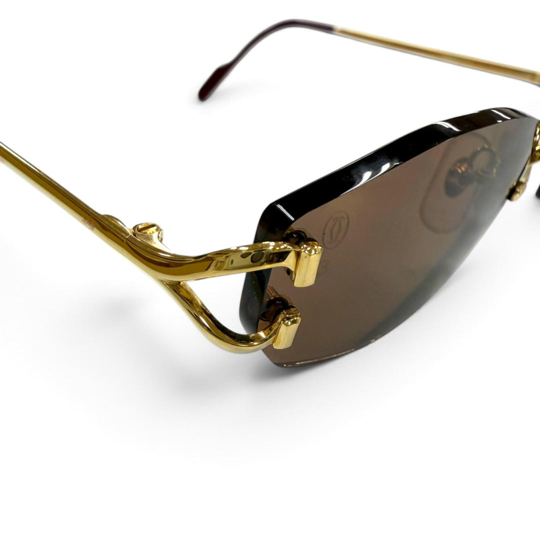 Great Cartier sunglasses 2C decor Rimless Two-Point Eyewear gold mens