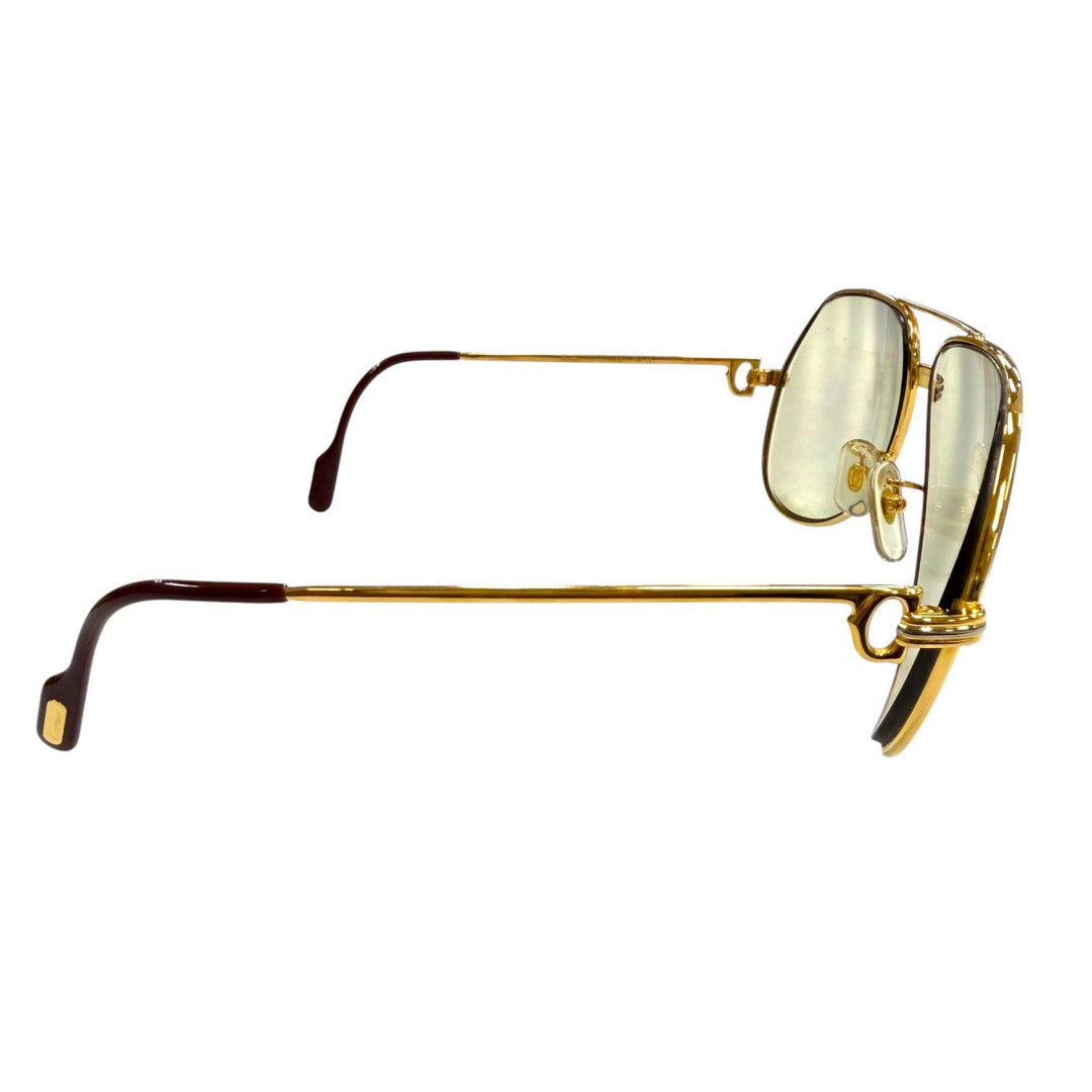 Great Cartier sunglasses Double-bridge teardrop eyewear with metal logo. gold
