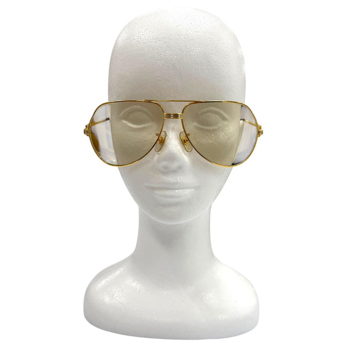 Great Cartier sunglasses Double-bridge teardrop eyewear with metal logo. gold